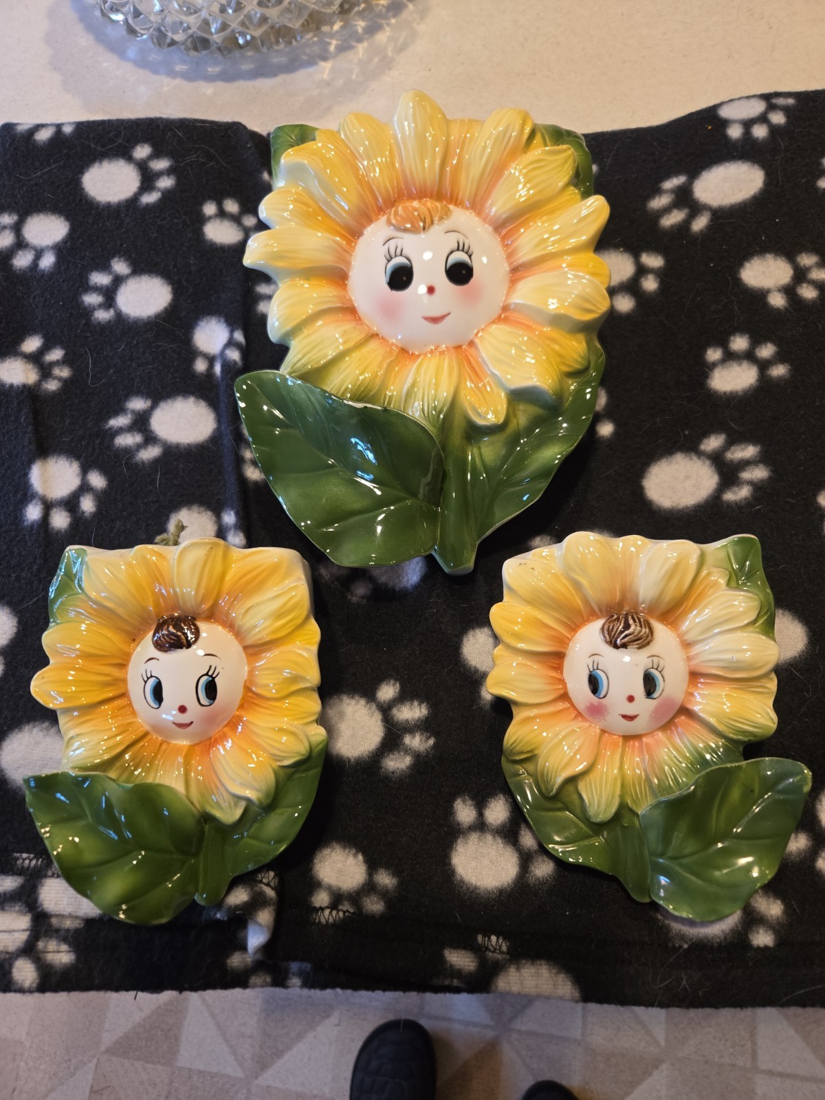 Vintage Ceramic Anthropomorphic Flower Head Planters Vintage Ceramic Anthropomorphic Flower Head Planters