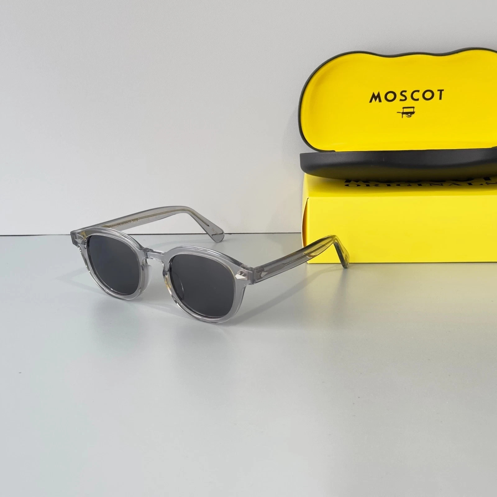 Moscot Lemtosh Crystal Grey Frame Dark Grey Lens Sunglasses Handmade 49 Size
