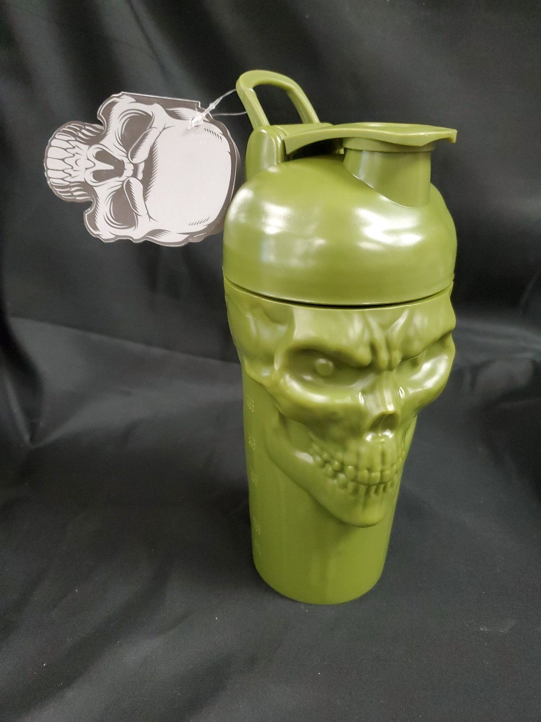 JNX Sports The Curse Skull Protein Shaker Bottle 24oz Army Green NEW JNX Sports The Curse Skull Protein Shaker Bottle 24oz Army Green NEW