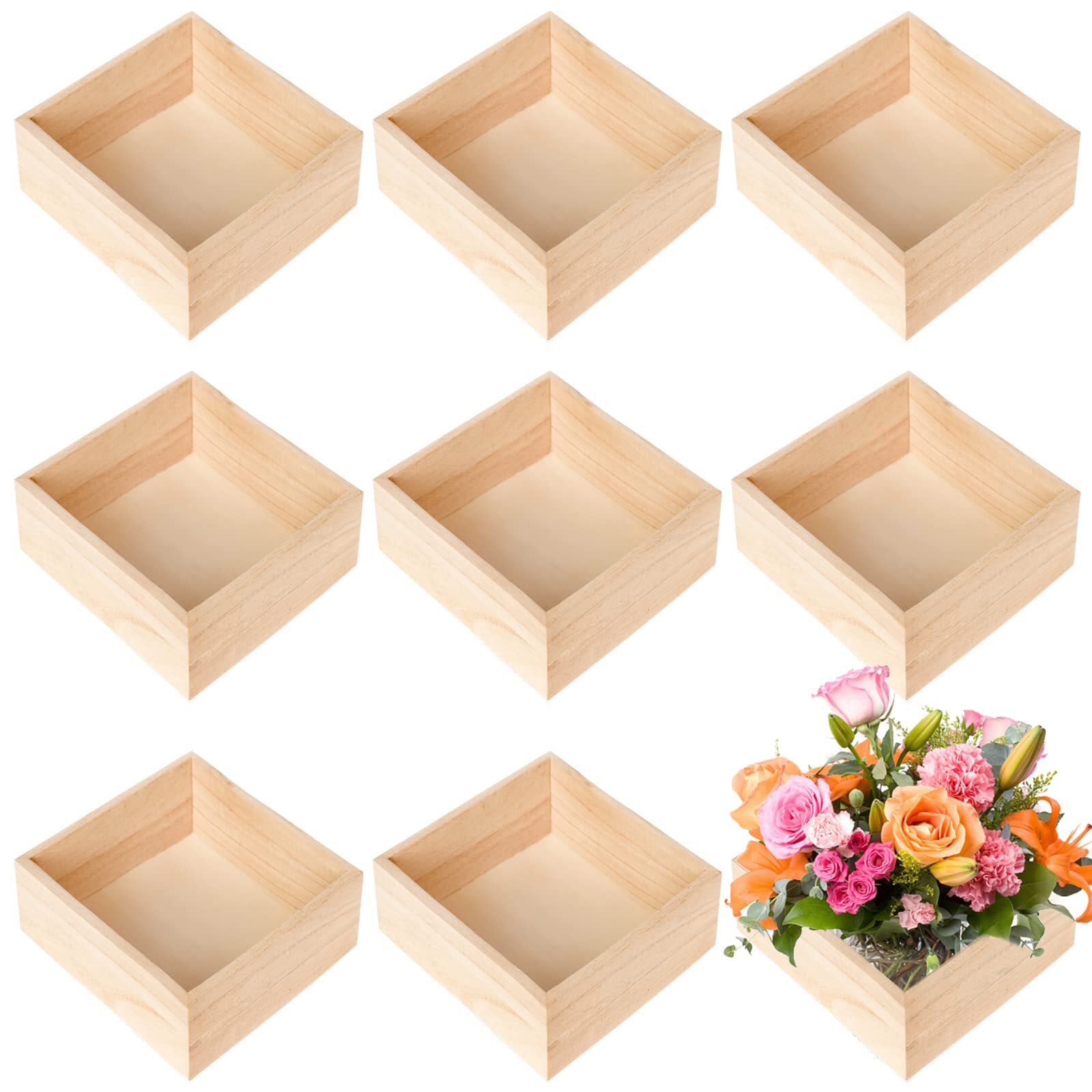 8 Pack Unfinished Wooden Box 6 x 6 Inch Square Rustic Small Wooden Box Craft ... 8 Pack Unfinished Wooden Box 6 x 6 Inch Square Rustic Small Wooden Box Craft ...