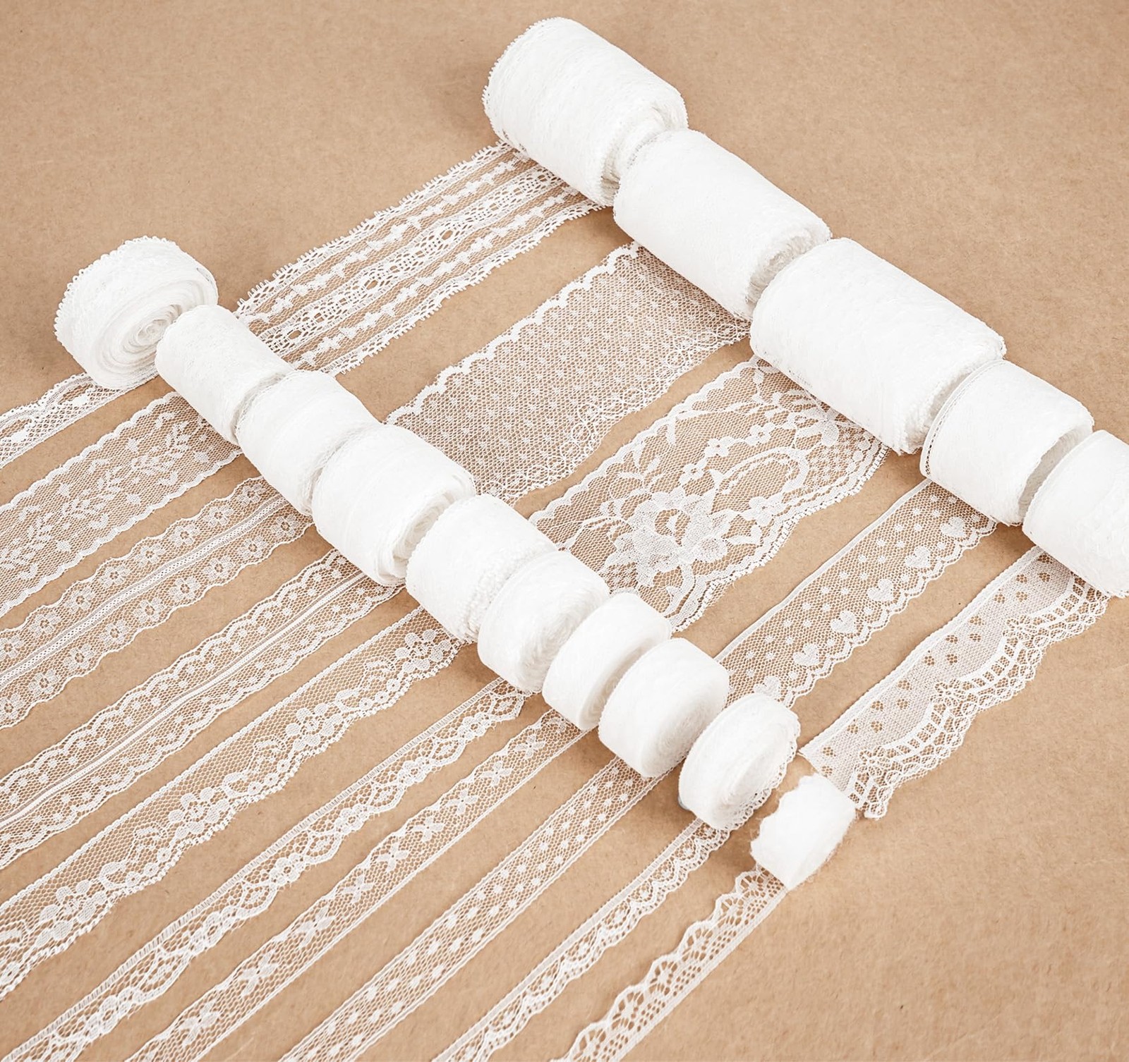 82 Yards White Lace Ribbon 15 Rolls Vintage Lace Trims with Assorted Crochet ... 82 Yards White Lace Ribbon 15 Rolls Vintage Lace Trims with Assorted Crochet ...