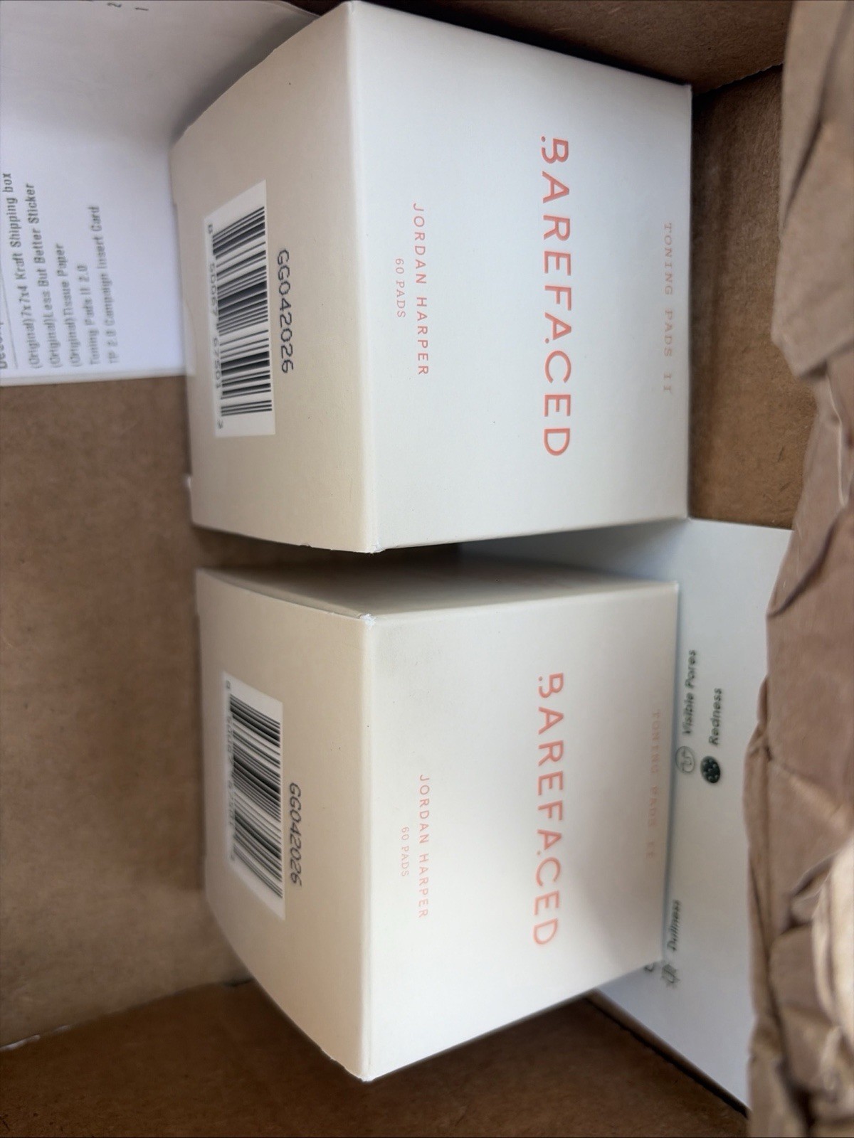 (2) BAREFACED Jordan Harper 60 Toning Pads II (Higher Concentration) NEW SEALED