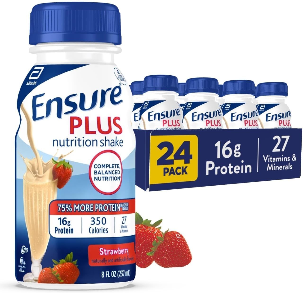 Ensure Plus Strawberry Nutrition Shake Meal Replacement Shake 8 fl oz - 24 Pack Ensure Plus Strawberry Nutrition Shake Meal Replacement Shake 8 fl oz - 24 Pack