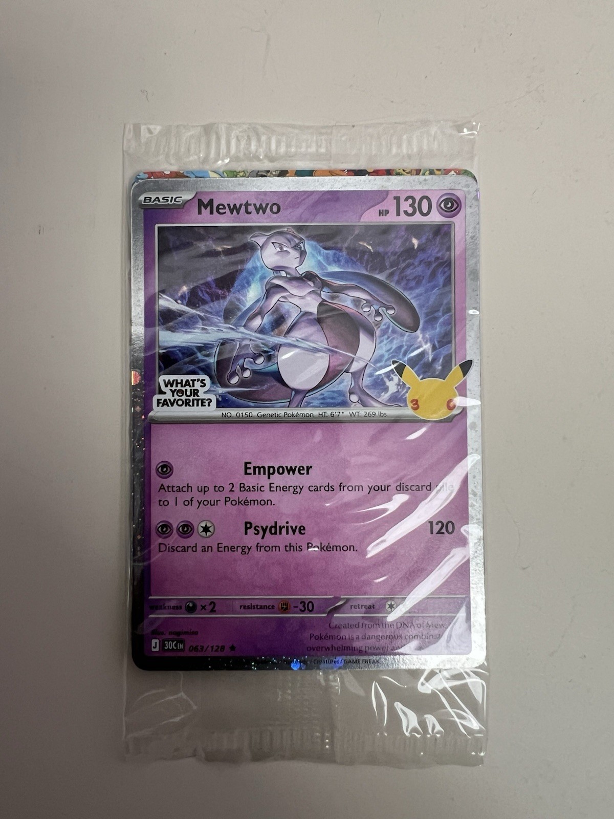 Pokémon Target Mewtwo 30th Anniversary Promo Holo Sealed 063/128 Ships ASAP 