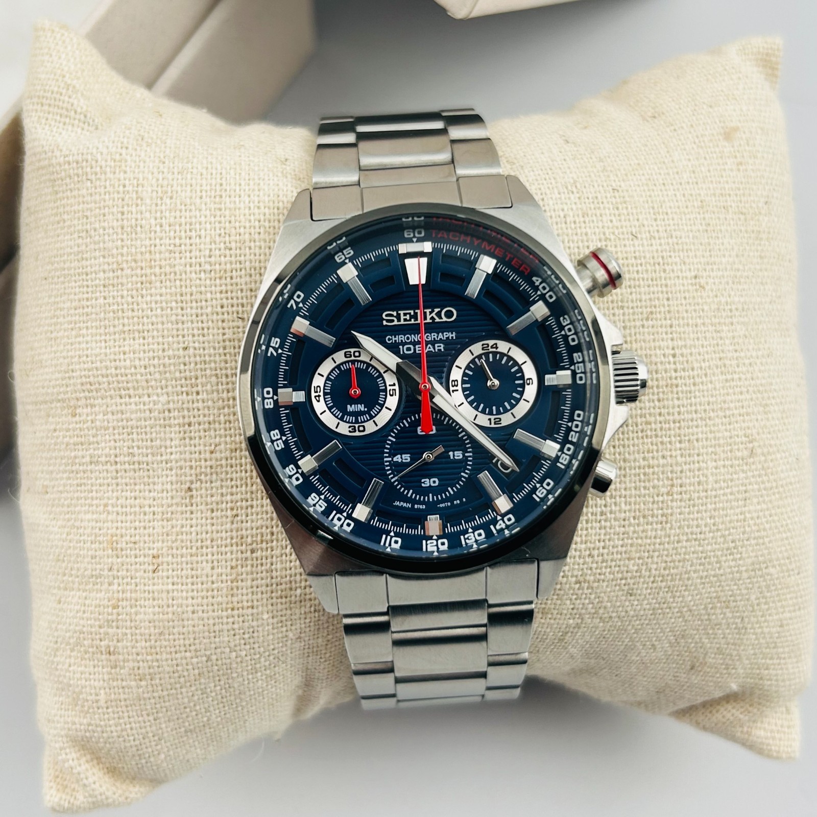 SEIKO Essentials SSB407 Blue Dial Stainless Steel Men\'s Quartz Watch New/Box