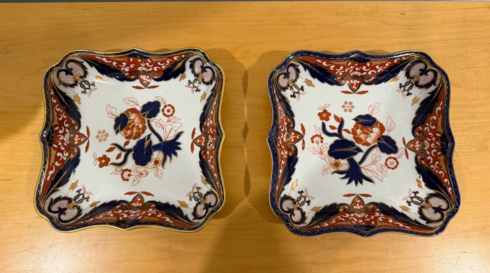 Early 20th Century Antique Japanese Imari Square Dishes- a Pair, hard to find