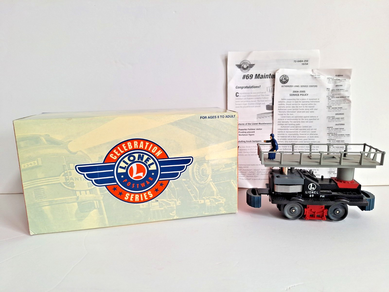 LONEL 6-28404 O-Gauge #69 TRACK MAINTENANCE CAR MOTORIZED UNIT w/ Box LONEL 6-28404 O-Gauge #69 TRACK MAINTENANCE CAR MOTORIZED UNIT w/ Box