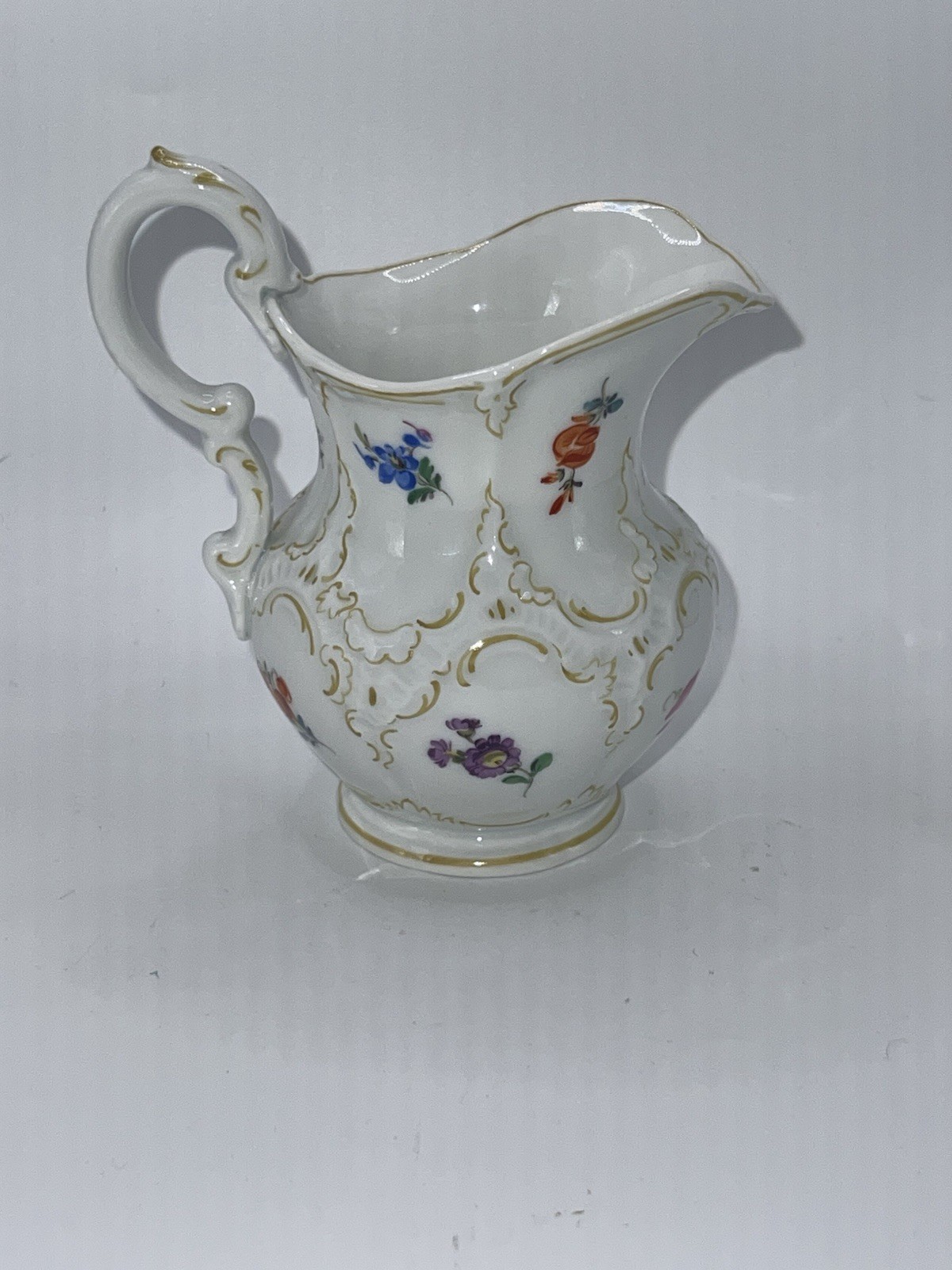 Antique Meissen Porcelain Creamer Streublumen Floral Gold K262 1st Quality 