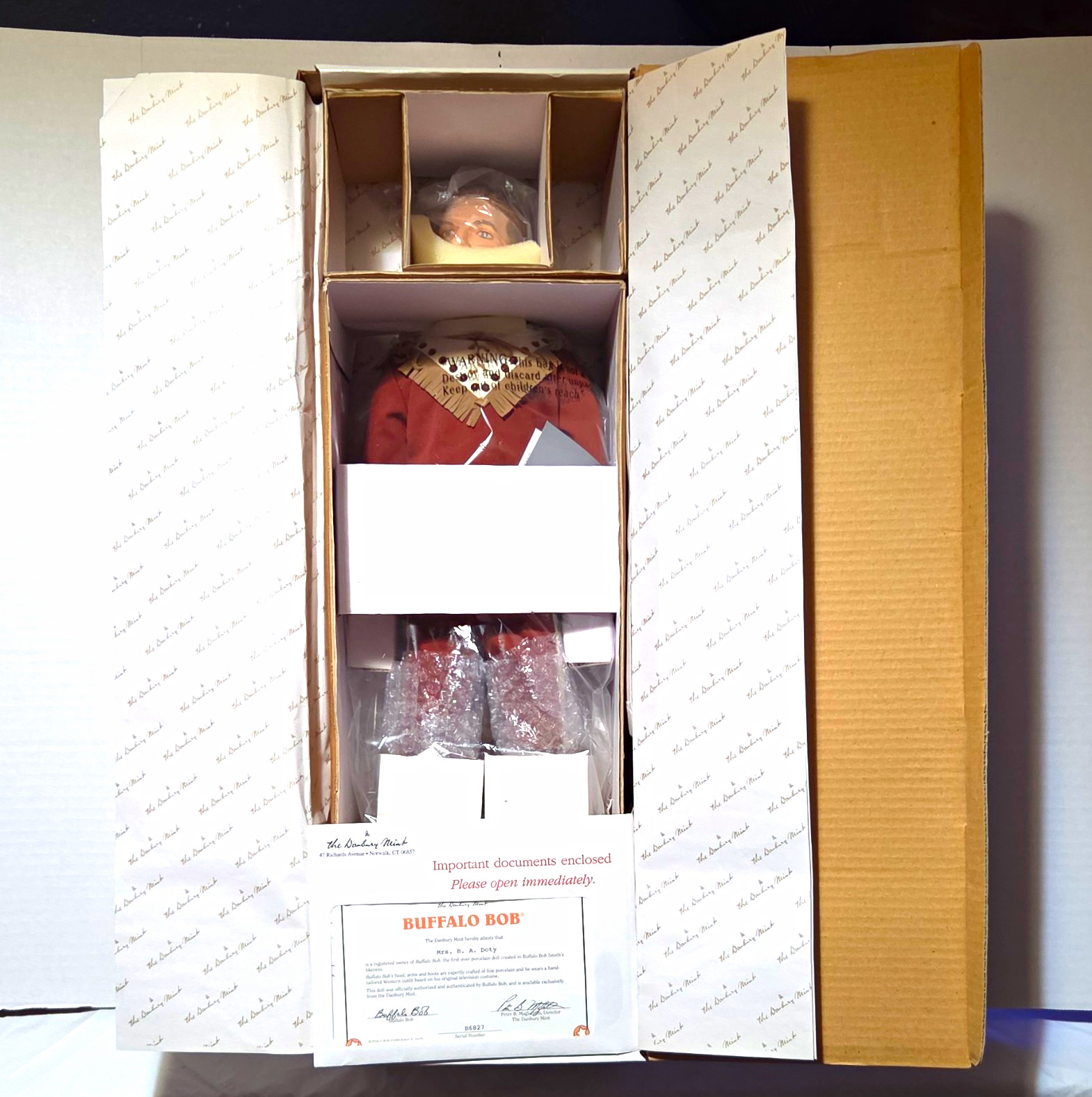 Buffalo Bob 24in Porcelain Doll Dambury  Signed w/ COA Original Box