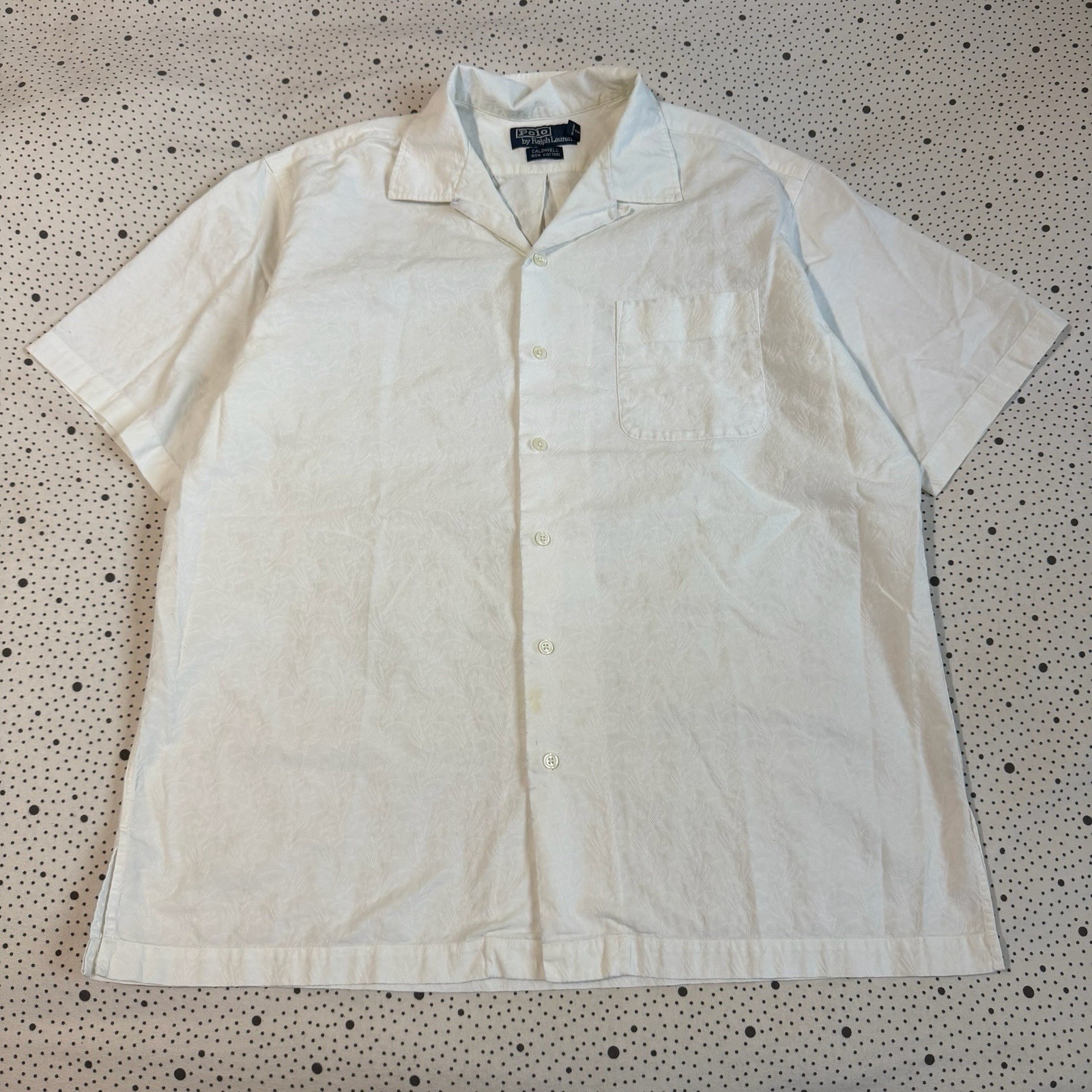 Vintage Polo Ralph Lauren Caldwell Camp Shirt Men’s L White Cotton Loop Collar Vintage Polo Ralph Lauren Caldwell Camp Shirt Men’s L White Cotton Loop Collar