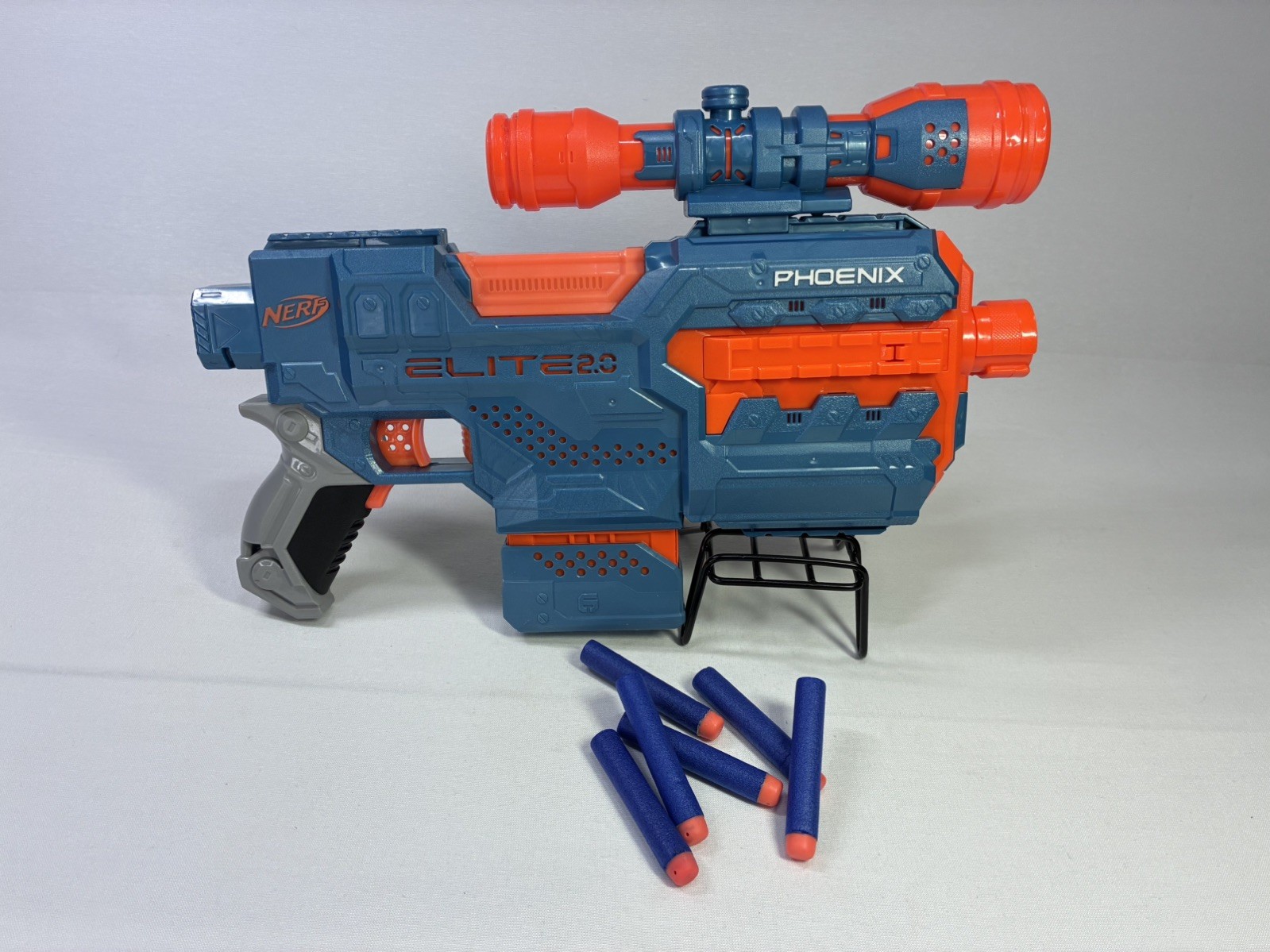 Nerf Elite 2.0 Phoenix CS-6 Motorized Blaster 6-Dart Clip Scope Blue w/ Darts