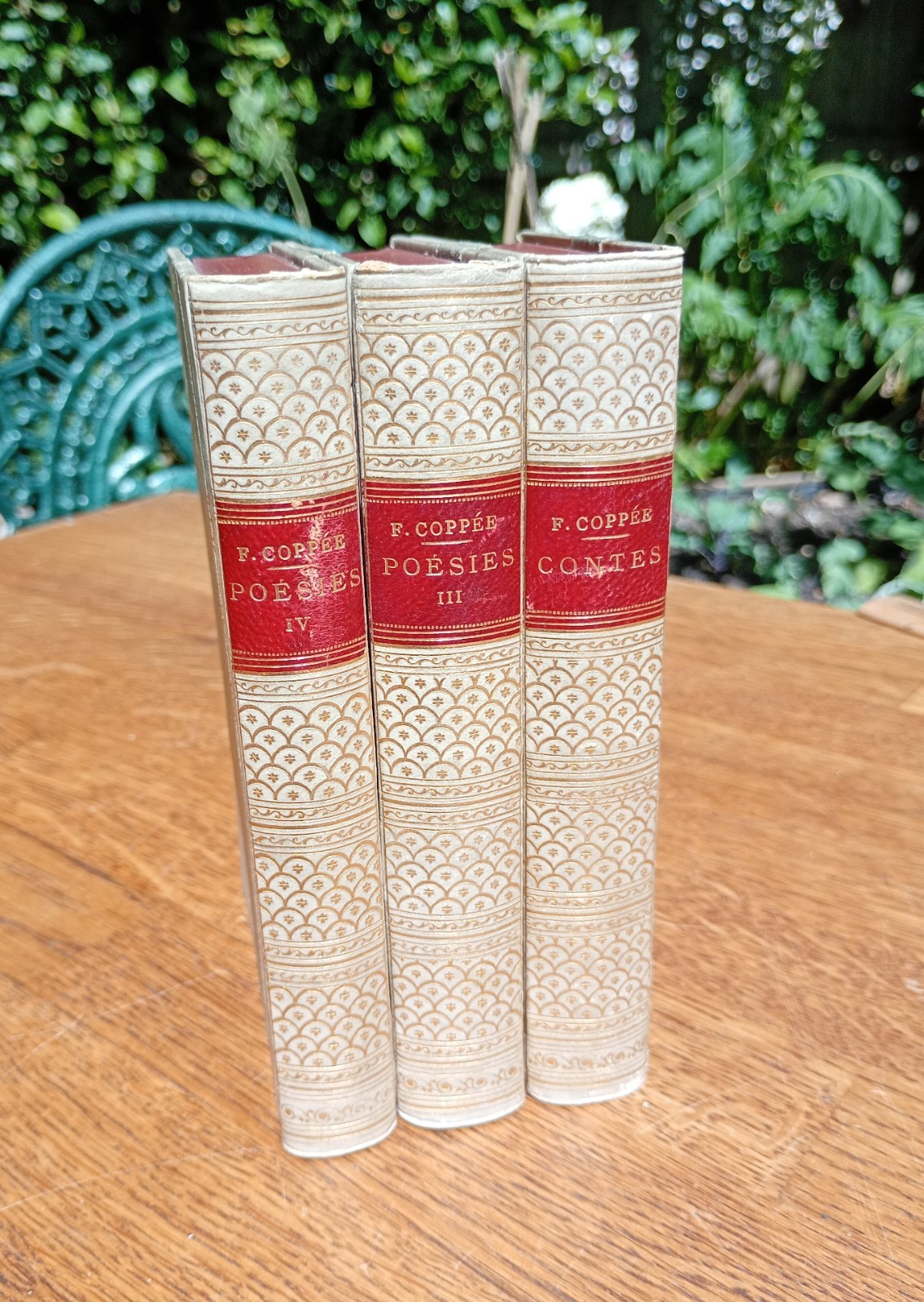 3 Antique French Books Oeuvres De Francois Coppee 2 Poesies & 1 Contes 1874-1886