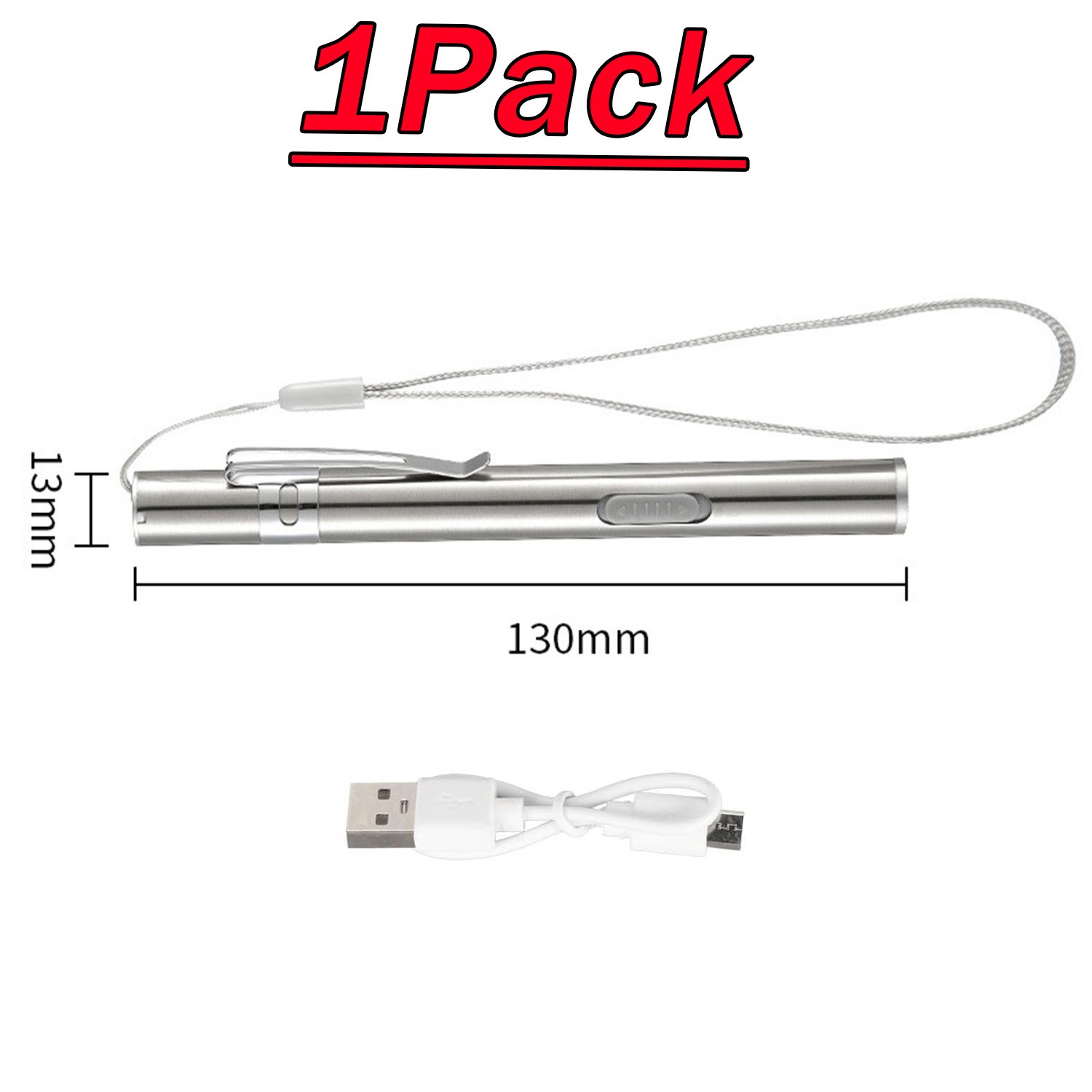 5Pack LED USB RECHARGEABLE MINI FLASHLIGHT Stainless Steel Pen Light 1000 Lumens