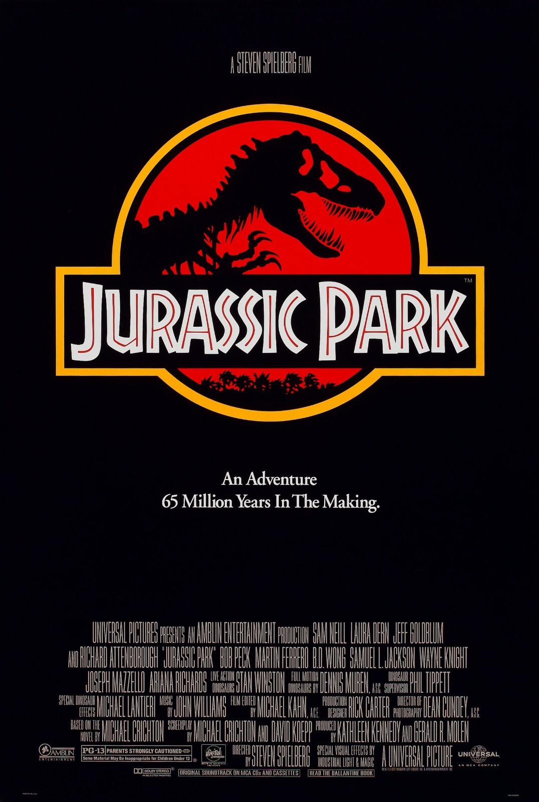 1993 Jurassic Park Movie Poster 11X17 Sam Neill Laura Dern Jeff Goldblum 🌋🍿