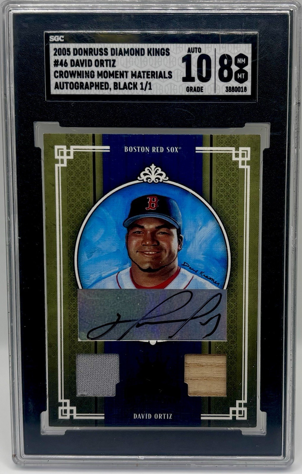 2005 Donruss Diamond Kings David Ortiz Auto Dual Jersey Bat Patch SGC 8 TRUE 1/1