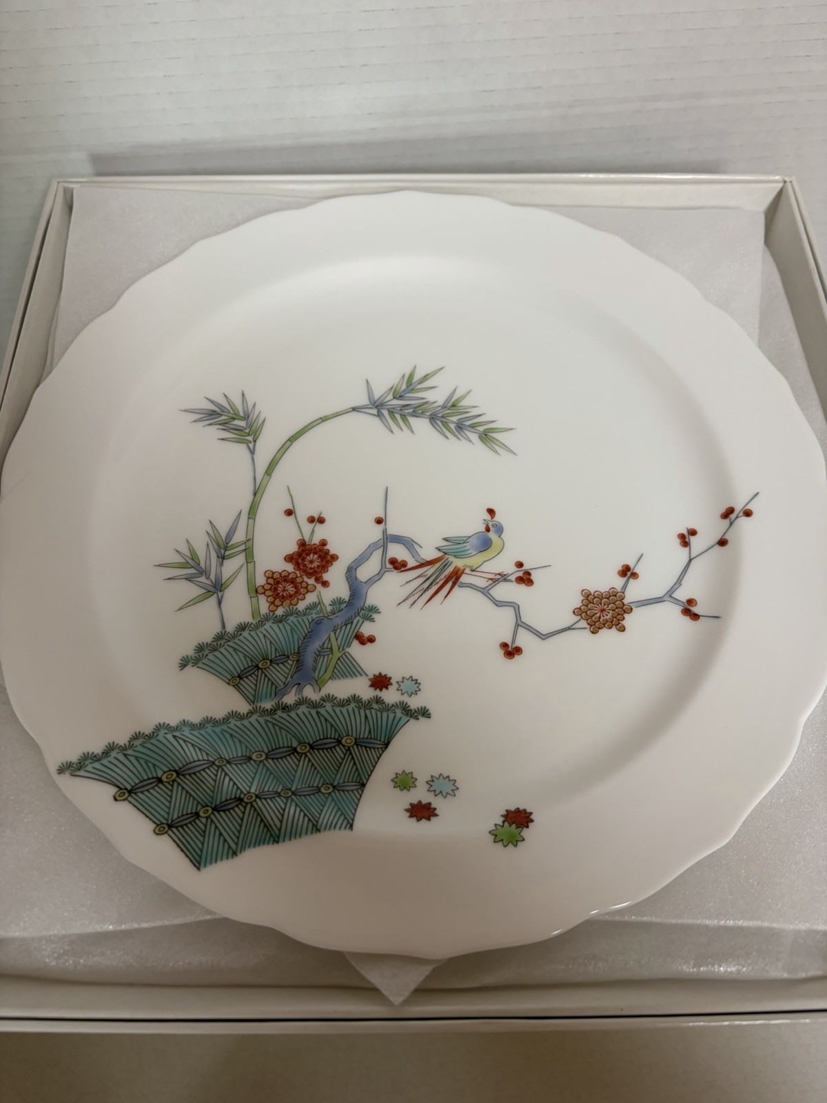 Vtg Karansha Arita Ware Bone China Japan Bird/Floral 10” Plate Style Of Kakiemon
