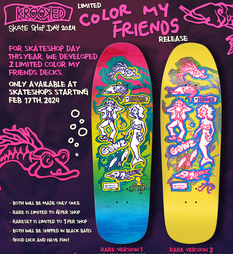 Krooked Gonz Color My Friends Limited Edition 2024 Skateshop Day Rare V2 SEALED