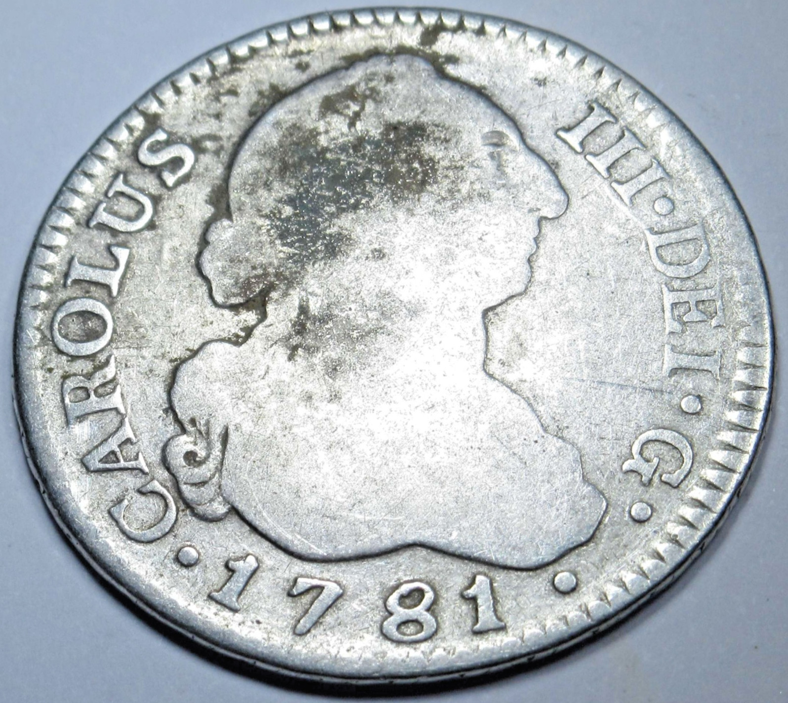 1781 Spanish Silver 2 Reales Genuine Antique US Colonial Two Bits Pirate Coin