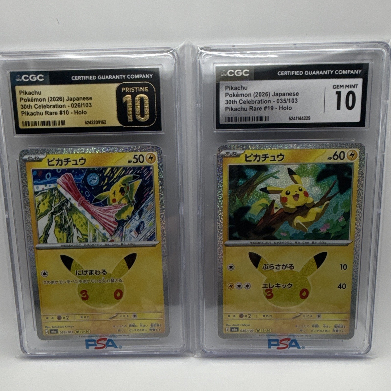 CGC Graded Pikachu Japanese 30th Celebration Holo Lot 2 026/103 035/103