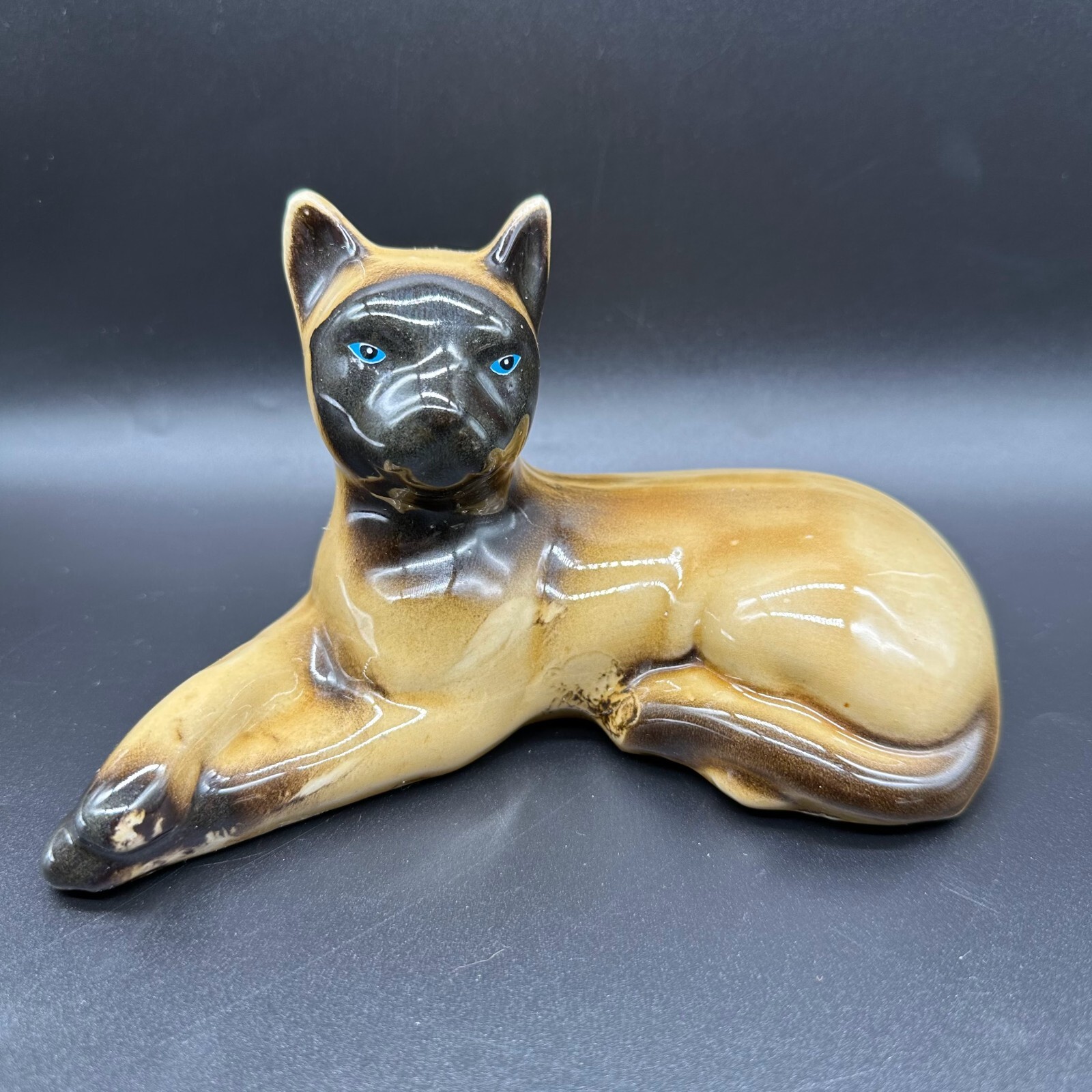 Vintage Ceramic Glossy Siamese Cat Figurine #9507