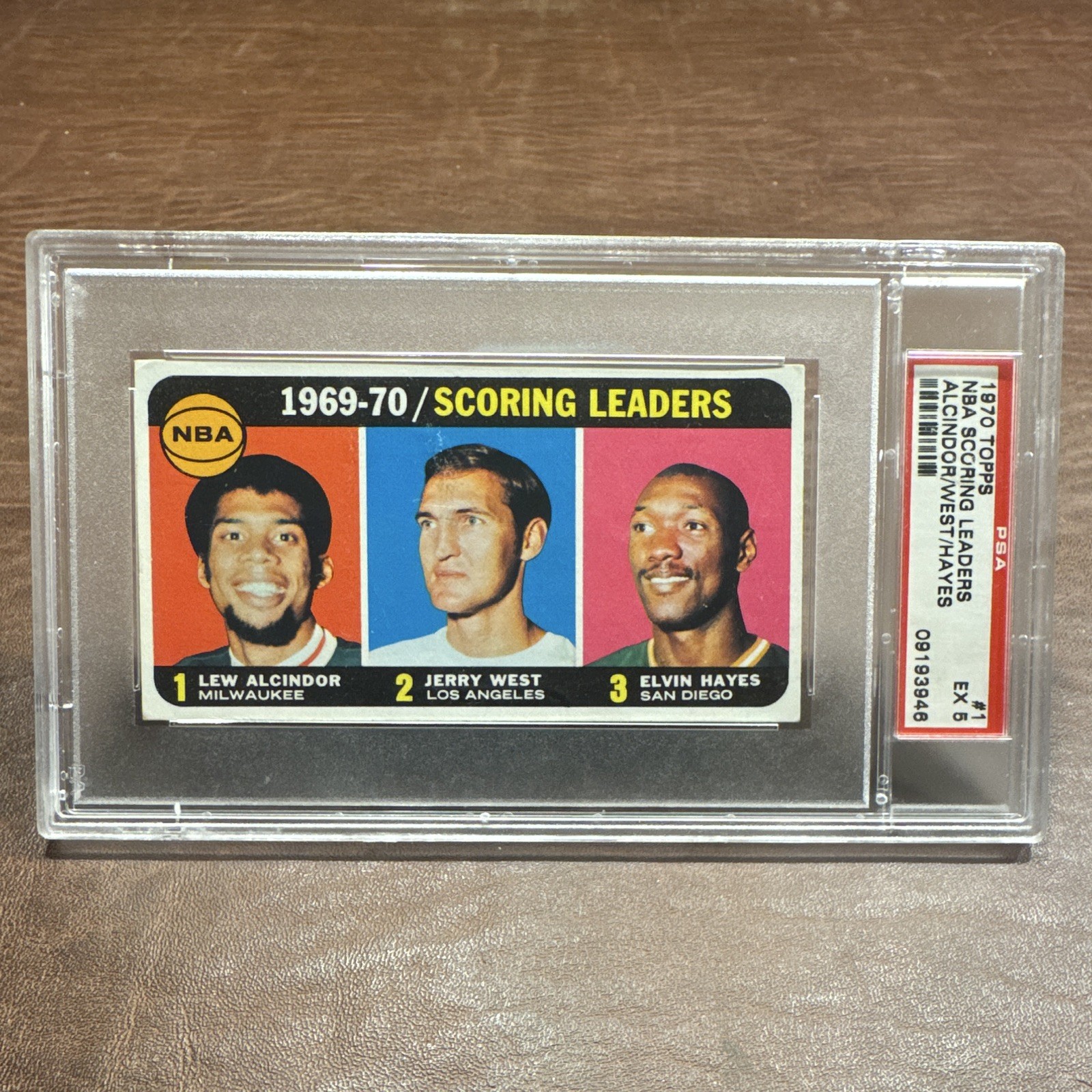 1970 Topps NBA Scoring Leaders #1 PSA 5 Ex. Lew Alcindor Jerry West Elvin Hayes 1970 Topps NBA Scoring Leaders #1 PSA 5 Ex. Lew Alcindor Jerry West Elvin Hayes
