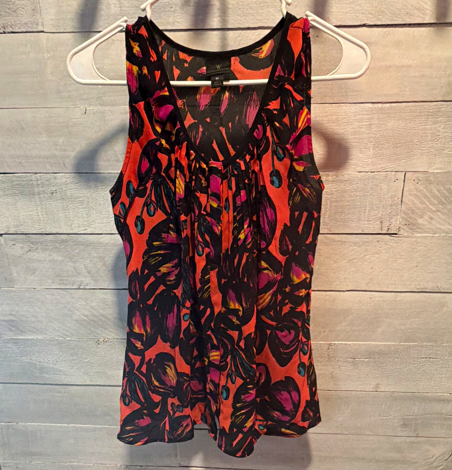 Worthington Womens Blouse Size M Woven Polyester Floral Sleeveless V-Neck Button Worthington Womens Blouse Size M Woven Polyester Floral Sleeveless V-Neck Button