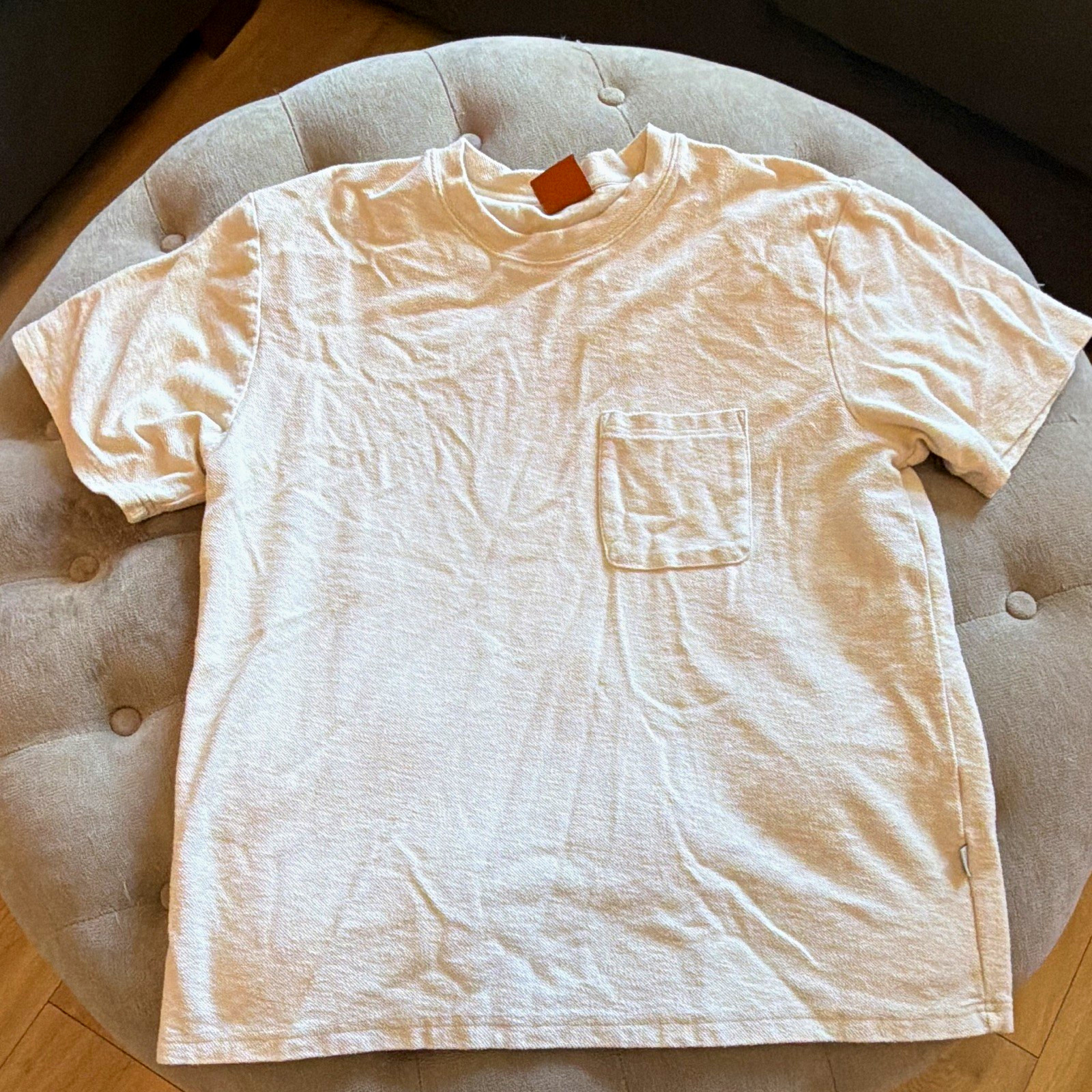 Rhythm Vintage Men’s White / Cream Solid Crew Neck Short Sleeve Pocket T-Shirt M Rhythm Vintage Men’s White / Cream Solid Crew Neck Short Sleeve Pocket T-Shirt M