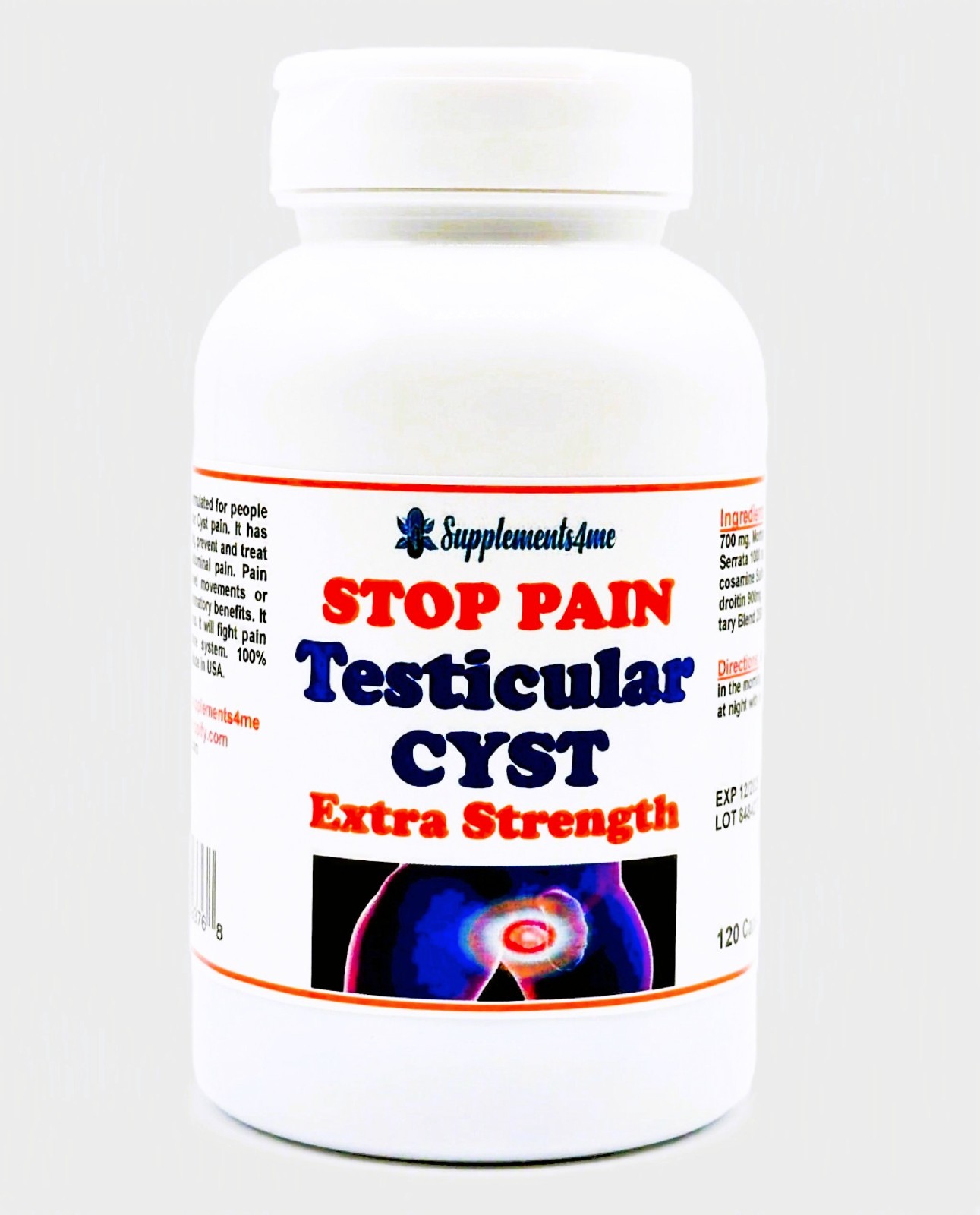 HOW TO STOP TESTICULAR CYST PAIN - PAINLESS - 120 CAPS MADE IN USA