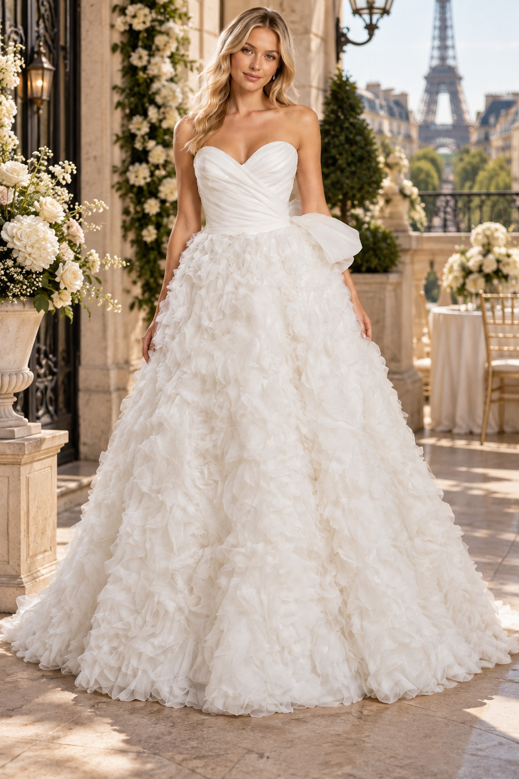 Kleinfeld Pnina Tornai Love 14854 Wedding Dress 4-8 Ivory Ruffles Bow Romantic