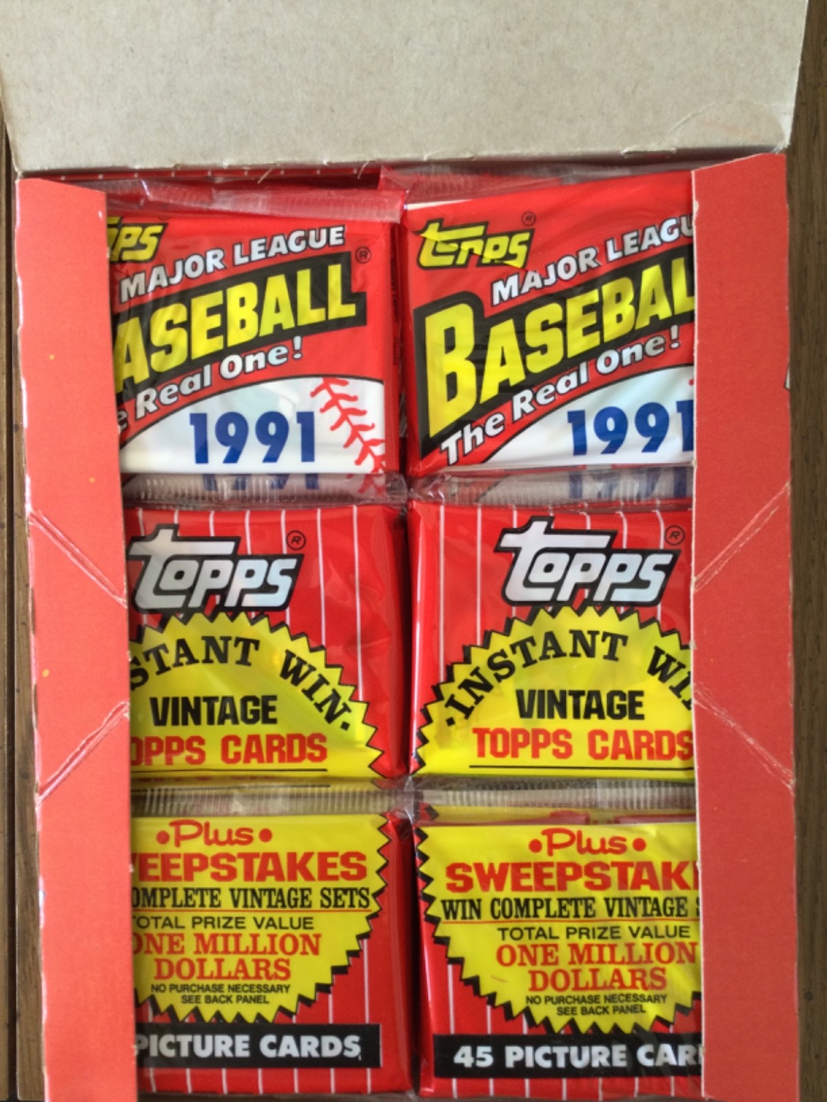1991 Topps Baseball Factory Rack Pack Box Cards Mint Condition 1,080 Cards