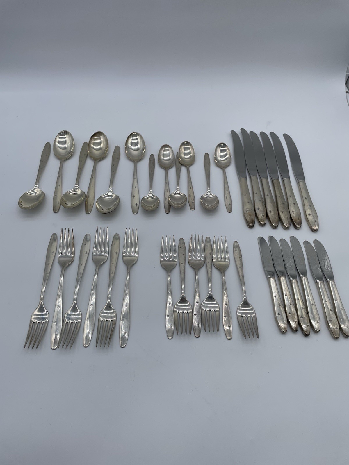 Wallace Sterling Silver Dawn Pattern Flatware 36 PCS 1693 Grams