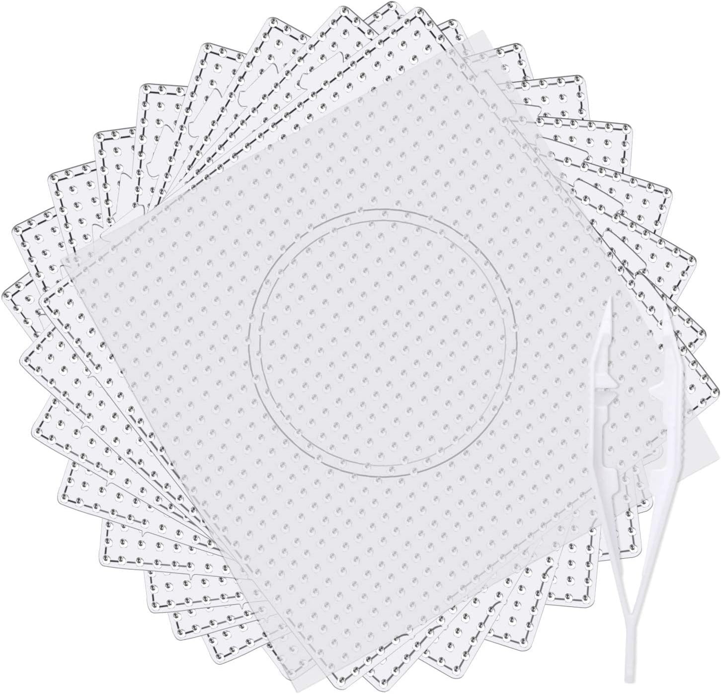 9pcs 5mm Large Square Fuse Beads Pegboards Plastic Beads Boards with Ironing ...