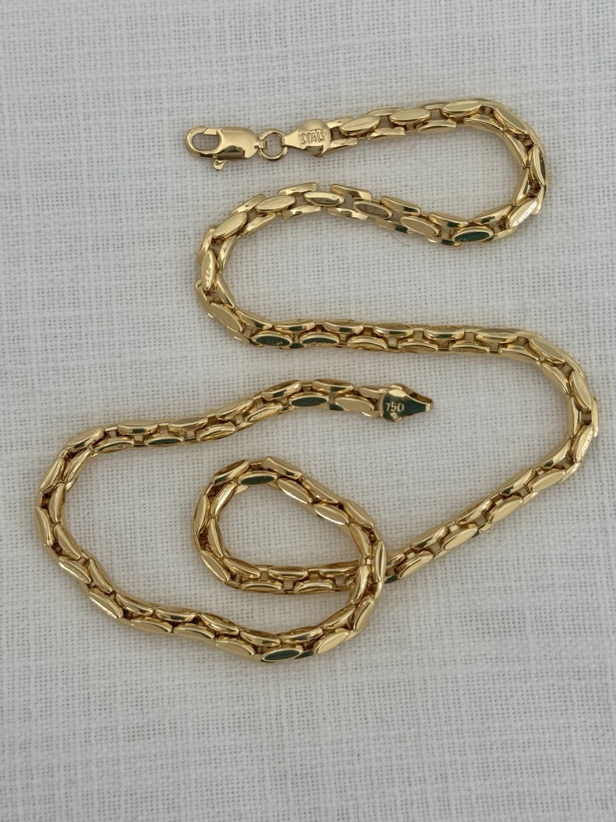 17 1/2 Inch Necklace Yellow Gold Chain Link Marked Italy 750 (please Read Descr)