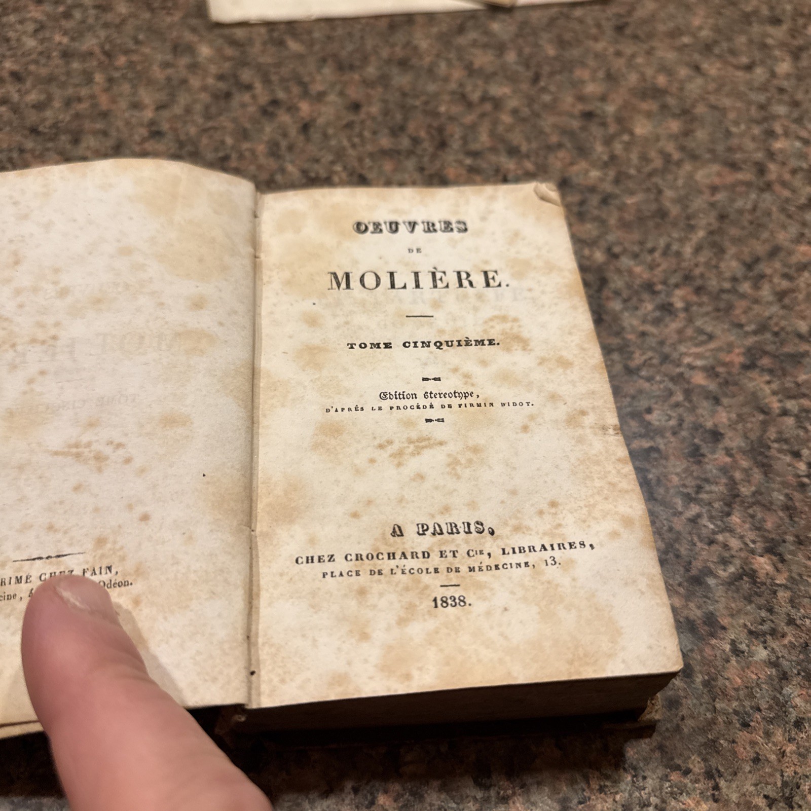 Antique Book Ouevres de Moliere 1838