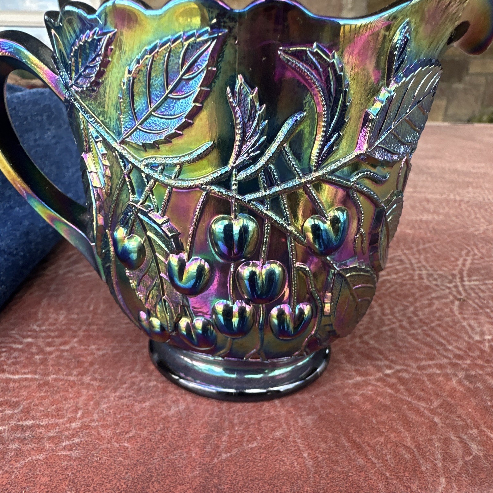 Fenton Amethyst hanging cherries Creamer Cup