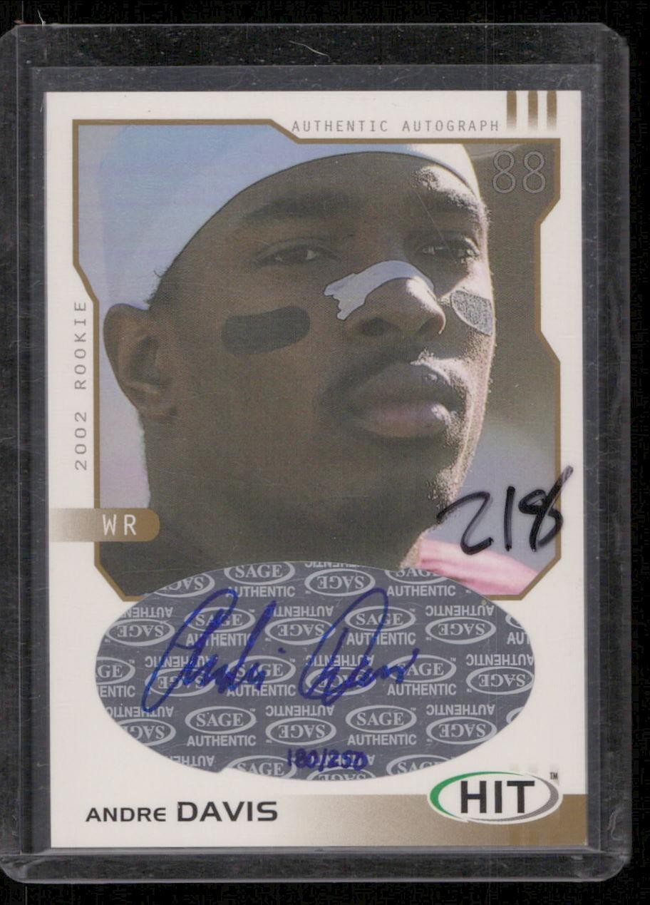 Andre Davis 2002 SAGE HIT #H44 Autographs Gold #/250 Virginia Tech Hokies