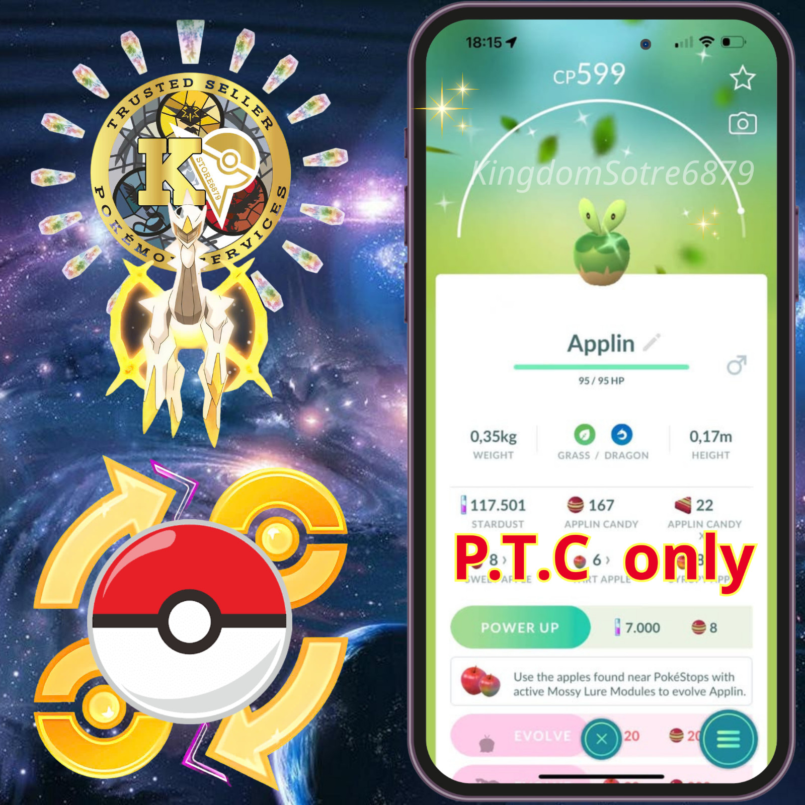 Pokémon —GO— Shiny Applin Family — P.T.C 80k —Digital♻️