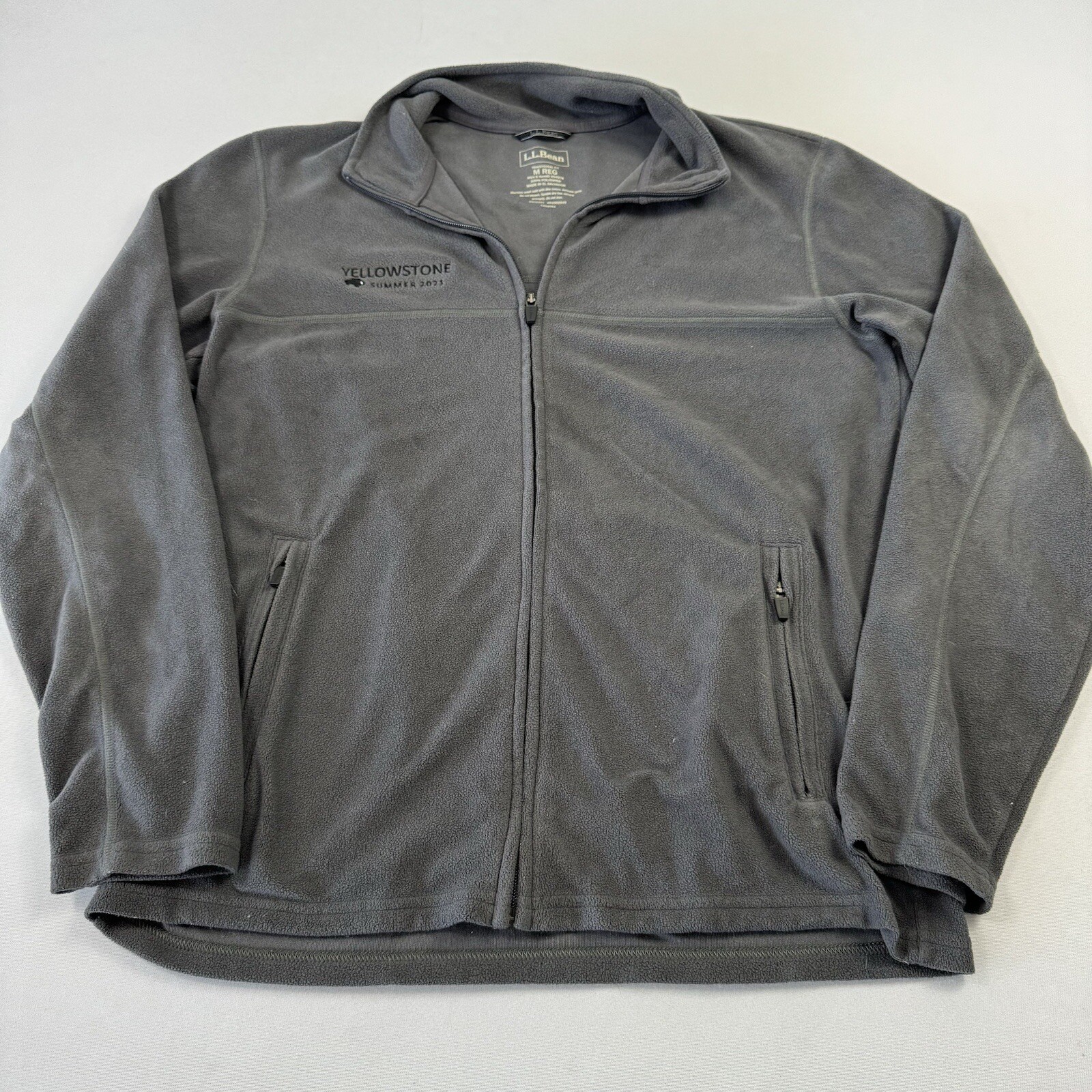 L.L. Bean Men’s Sweater Full Zip Yellowstone Logo Long Sleeve Gray Medium