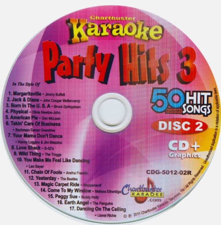 CHARTBUSTER PARTY HITS KARAOKE CDG DISC CD+G 5012 OLDIES POP ROCK CD MUSIC 