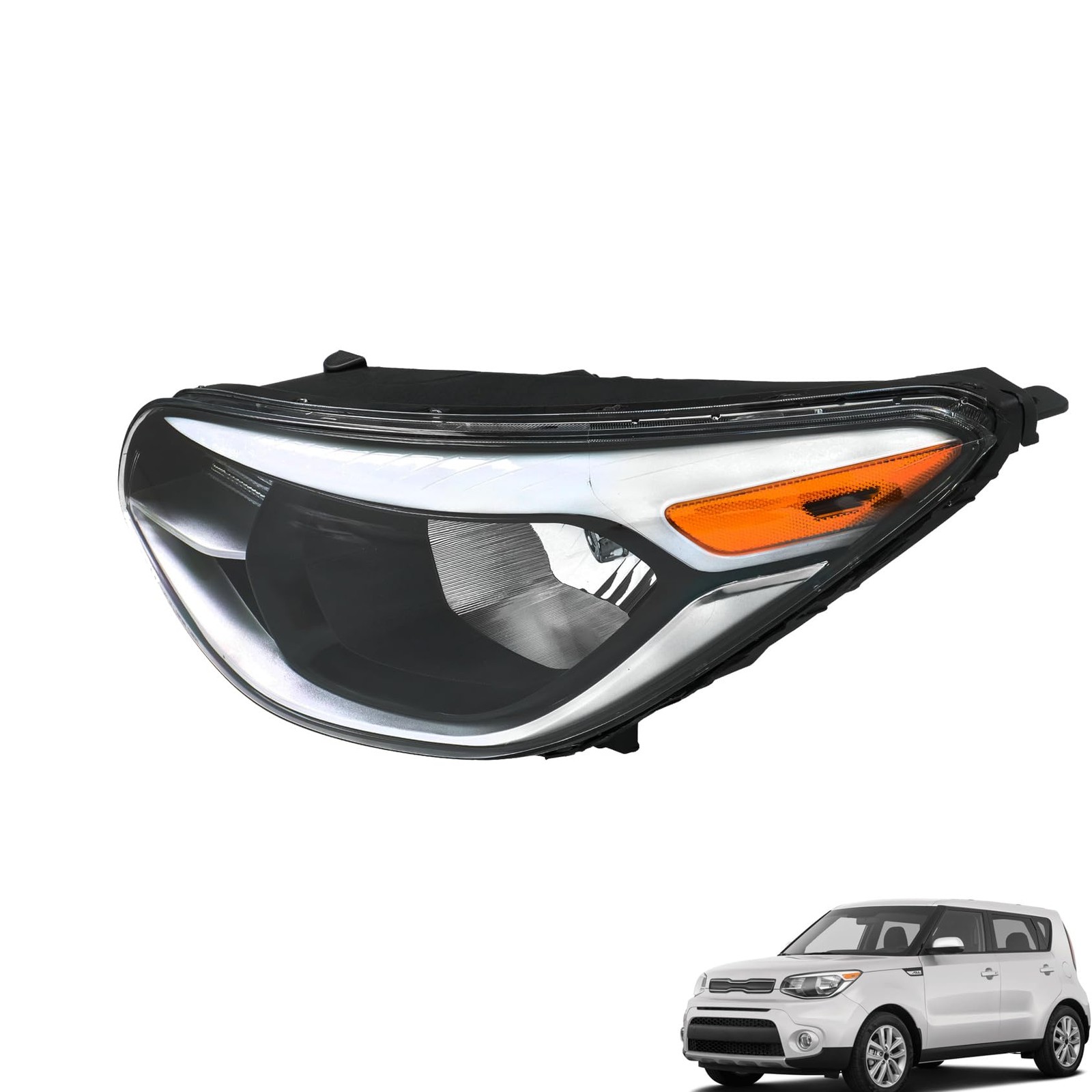  Headlamp Assembly Halogen Driver Side Replacement for Soul 2014-2019 Headlight
