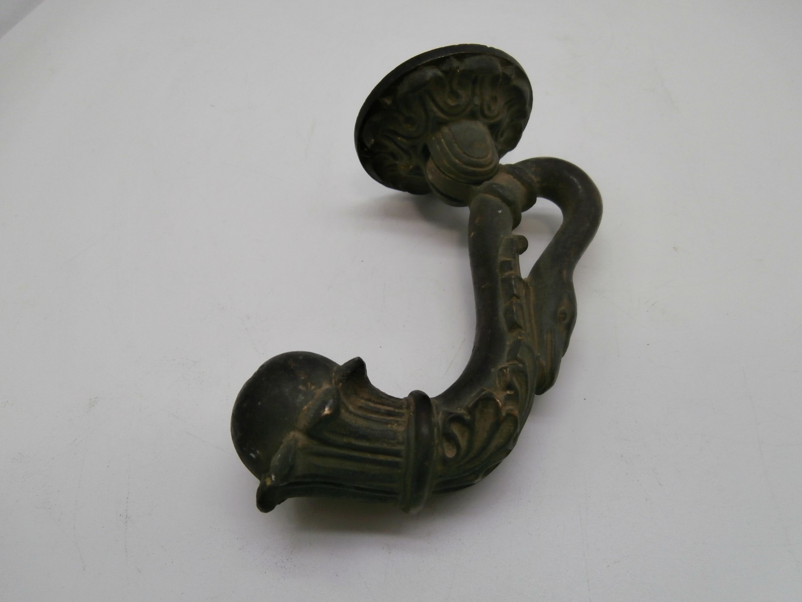 Vintage Antique French Cast Iron Swan Neck Door Knocker 4.5\
