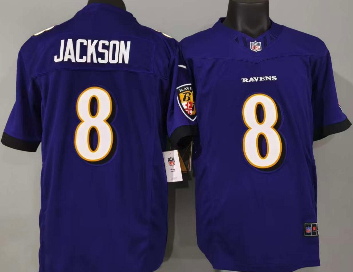 Tariffs​ Free  BAL Ravens F.U.S.E Purple Sewn Stitched Jersey.