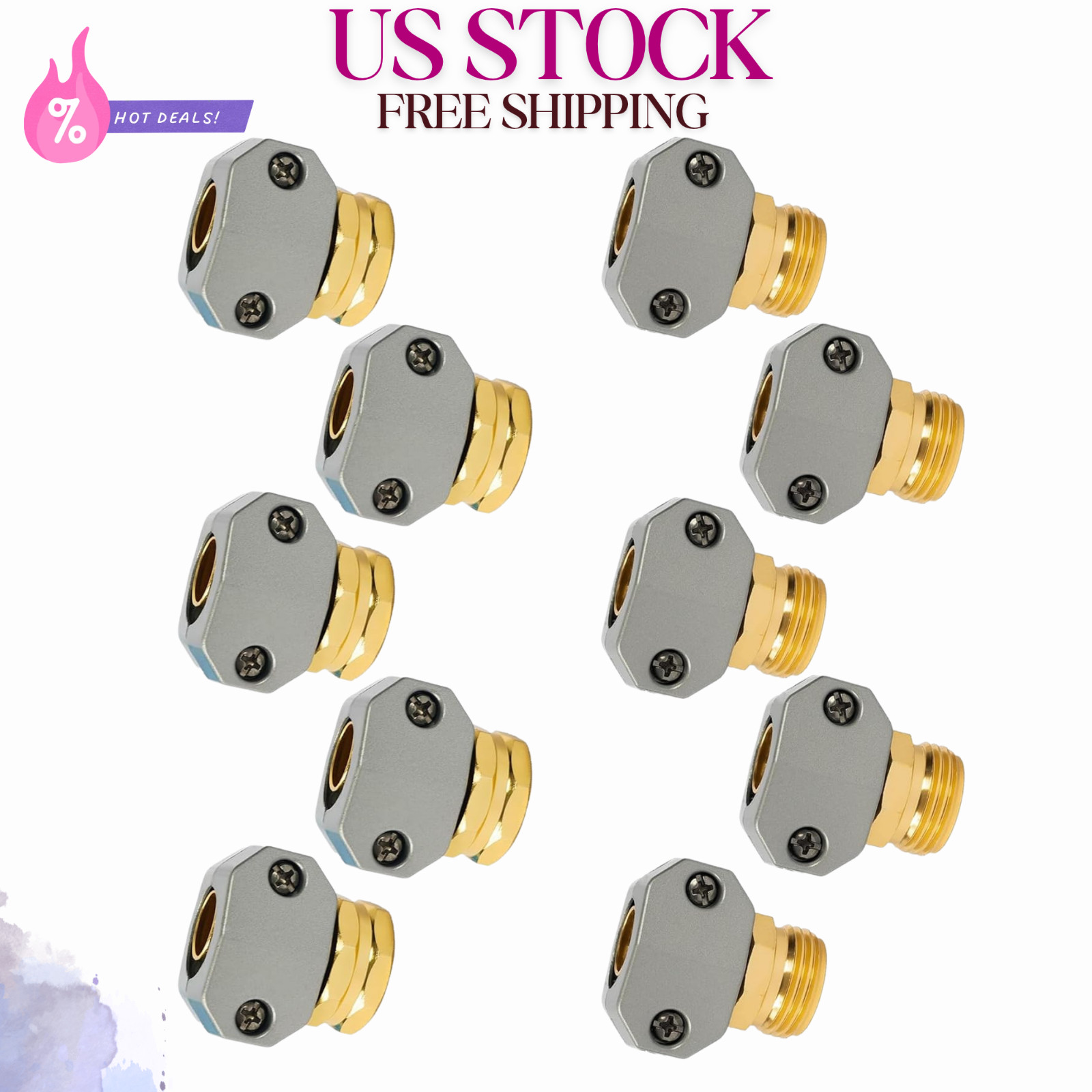 NEW 5-Set Garden Hose Repair Kit Aluminum Alloy 3/4\
