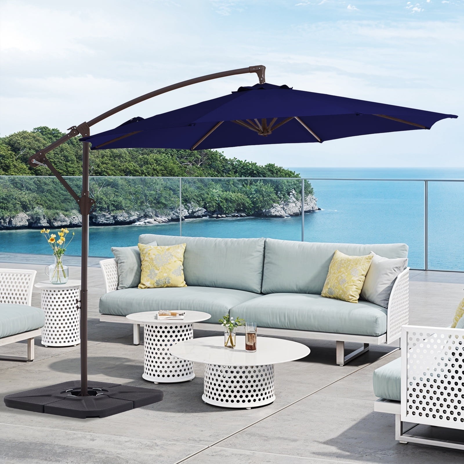 10ft Patio Umbrella, Hanging Cantilever Offset Outdoor with Tilting for Deck 10ft Patio Umbrella, Hanging Cantilever Offset Outdoor with Tilting for Deck