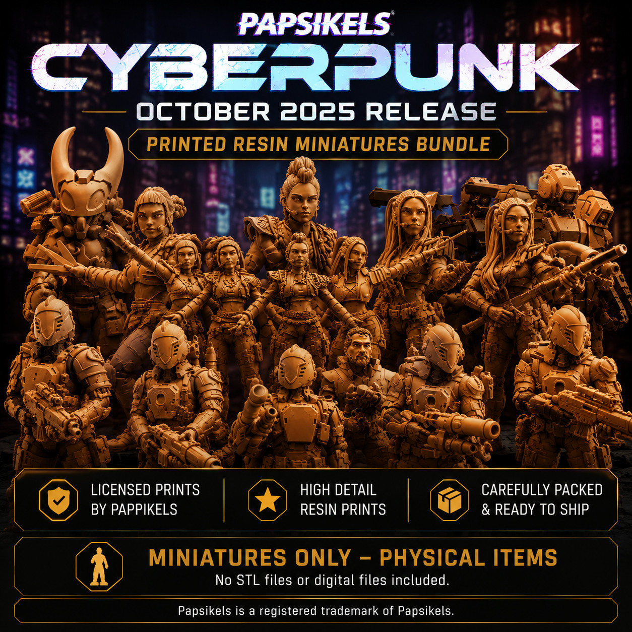 Papsikels Cyberpunk October 2025 Resin Miniatures Bundle Printed Models Papsikels Cyberpunk October 2025 Resin Miniatures Bundle Printed Models