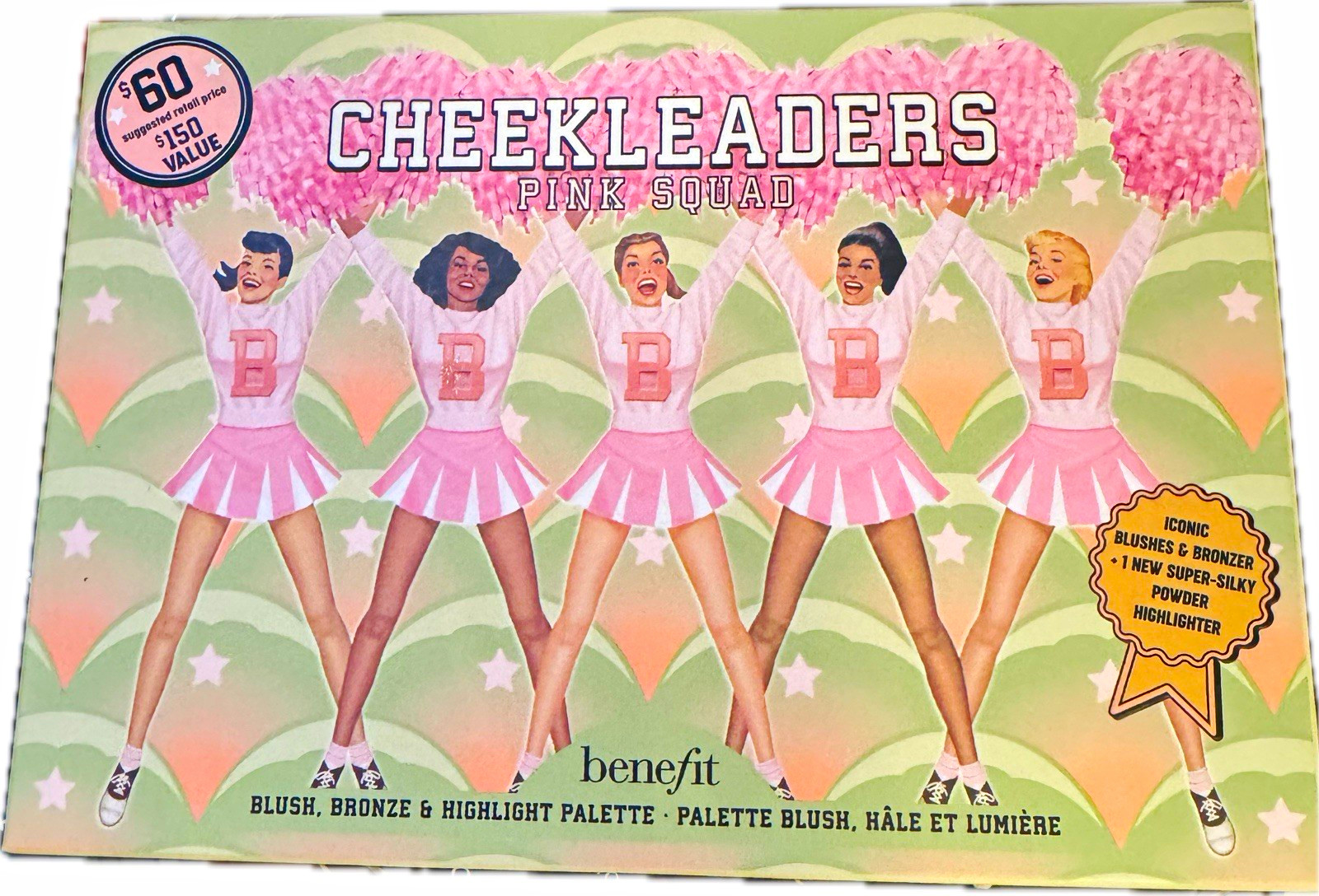 Benefit Cheekleaders Pink Squad Palette Set w/ Brush Blush Bronzer Highlighter