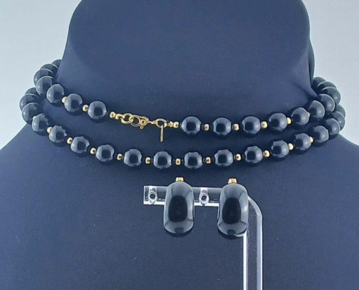 Vintage Signed MINT 1980s Monet Power Dressing Necklace & Clip-On Earring Set