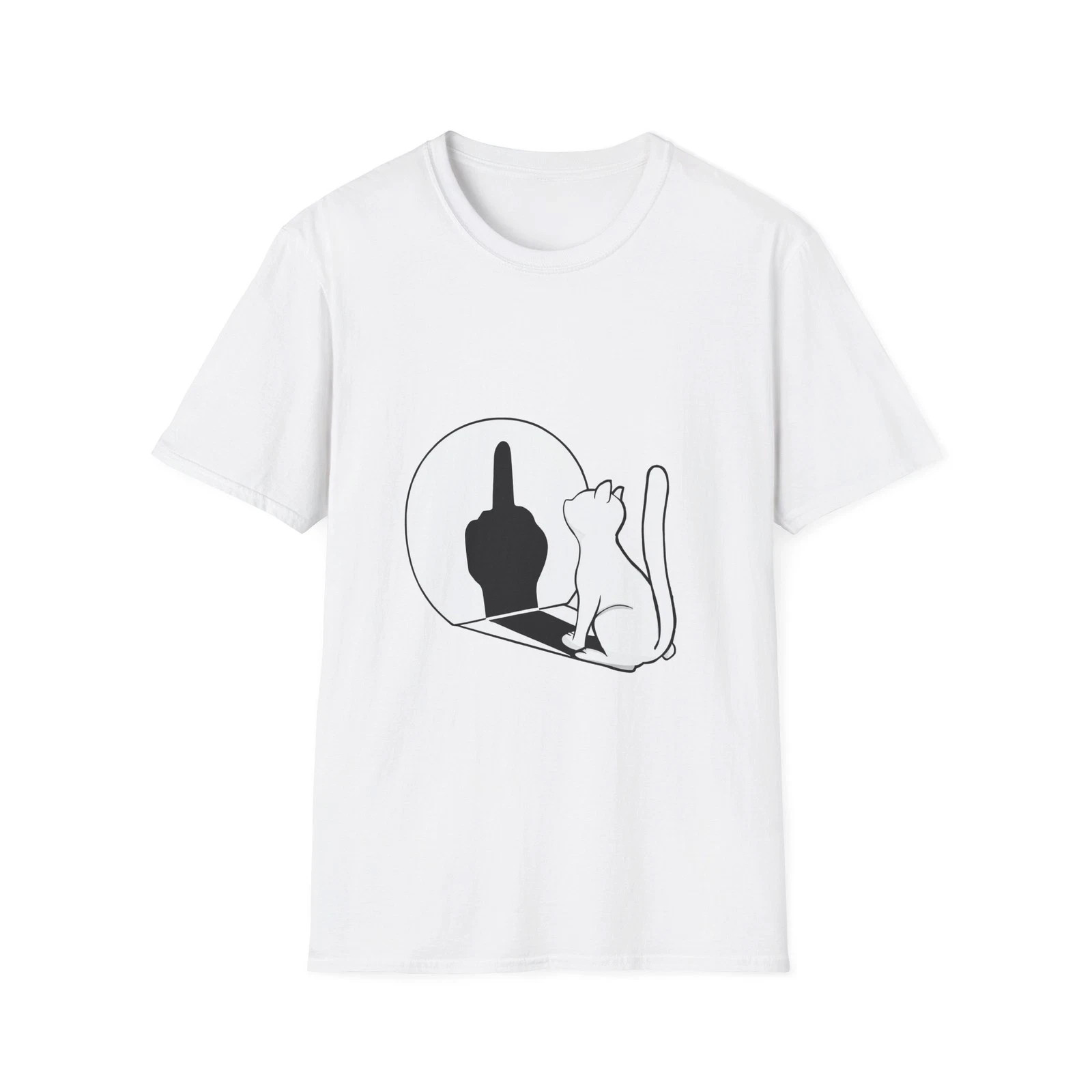 Funny Cat Middle Finger T-Shirt | Sarcastic Mirror Cat Tee Sizes S-5XL