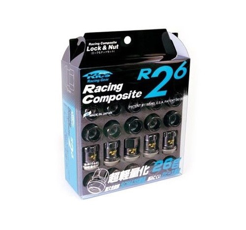 Project Kics R26 Open Ended Wheel Lug Nuts with Locks 12x1.50mm Black Chrome 20p