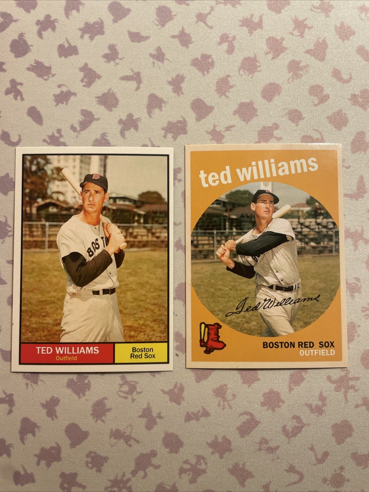 Ted Williams Baseball Card 1959 1961 Topps Remake Fan Card Red Sox 2 Cards Total